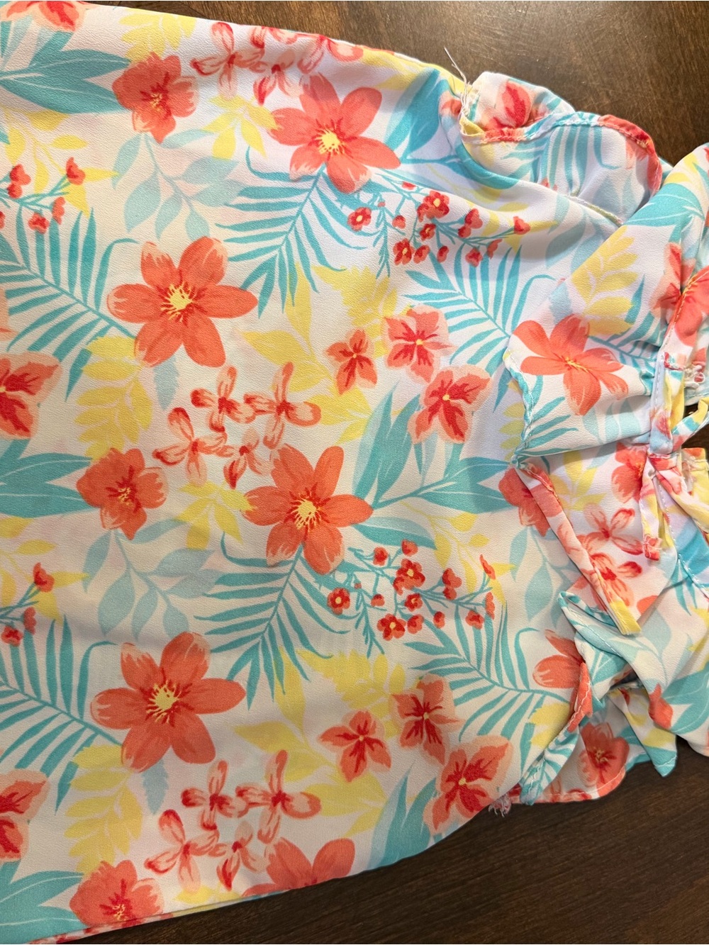 Girls Coral Floral Bib - Lightweight Tropical Print